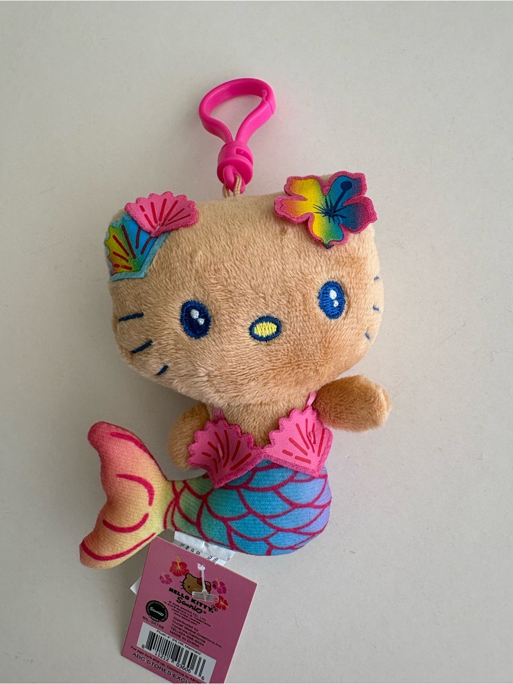 Hawaii Exclusive Tan Hello Kitty Plush Mermaid Keychain Bag Charm